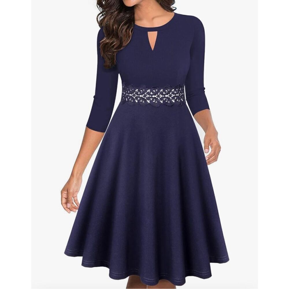 NEW OWIN Vintage Lace Flared A-Line Swing Party Cocktail Dress M